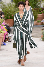 Oscar de la Renta Spring 2019 Runway Green Striped Top US 2 & Pants US 4 SET