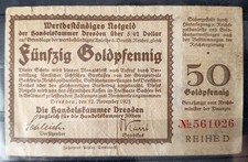 Drezno, 50 GoldPf Izba Handlowa z 12.11.1923, gwiazda stojąca na dwóch końcówkach, D