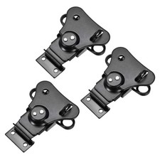 3Pcs 2.56" Iron Spring Loaded Butterfly Twist Latch Keeper w Keyhole Black