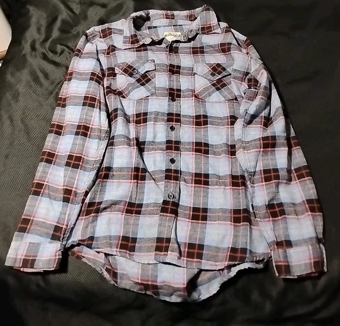 VTG Open Trails Flannel Shirt Mens Xtra Large Blue Black Red Plaid Outdoors Soft