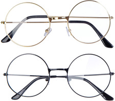 2 Pack round Costume Glasses,Cosplay Old Man Glasses Santa Gold...
