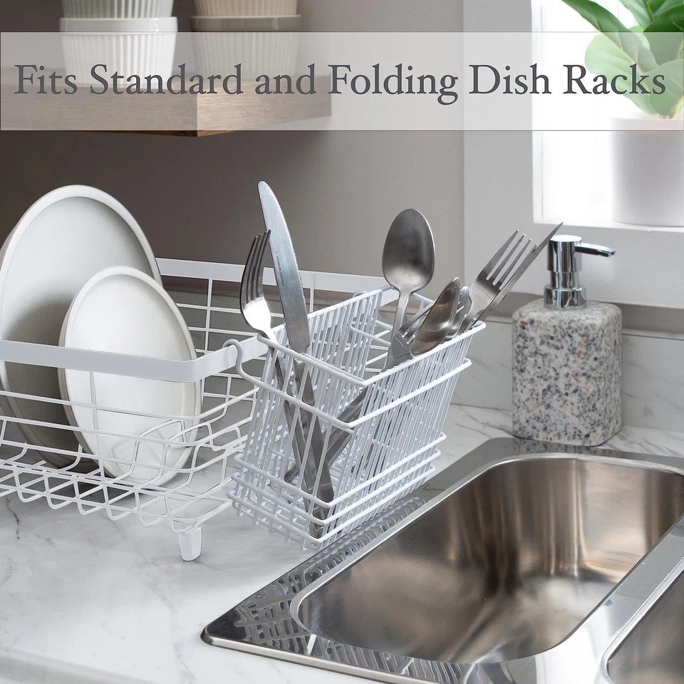 Cutlery Basket | Hanging | Attach To Standard Dish Drying Rack | Utensil Caddy |