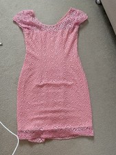 Pink Floral Lace Mini Dress - Tailored Size 6 (83-67-89)