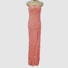 Emerald Sundae Women's Pink Sequins Floral Square Neck Gown Dress Juniors Size L