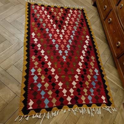 C9) Retro Kelim TEPPICH, WANDTEPPICH,  ORIG. BOHO DESIGN HANDARBEIT 95X 157 CM
