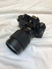 NIKON EM 35mm Film Camera w/ DeJUR 135mm f2.8 Lens Tested Working