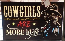 Cowgirls are more fun metal sign  Window hanging by Red Shed