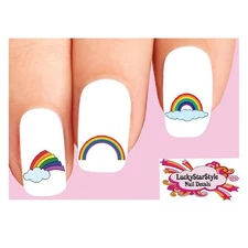 Waterslide Rainbow Nail Decals Set of 20 - Colorful Rainbows Assorted