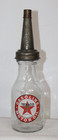 Vintage Style Texaco Motor Oil Glass Bottle Spout Quart Gas Station Advertising