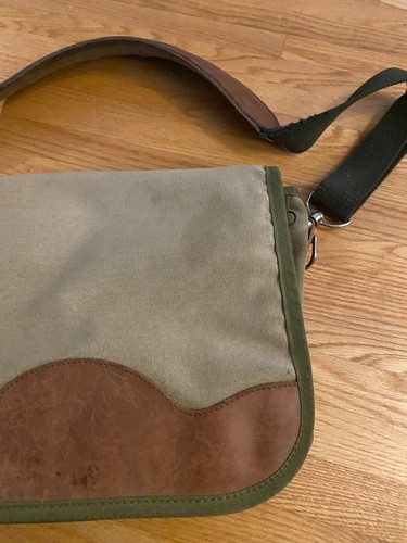 Canvas Fahrrad Messenger Should Bag 12" x 4" x 9" Leder Akzente Grün Vintage - Bild 3 von 18