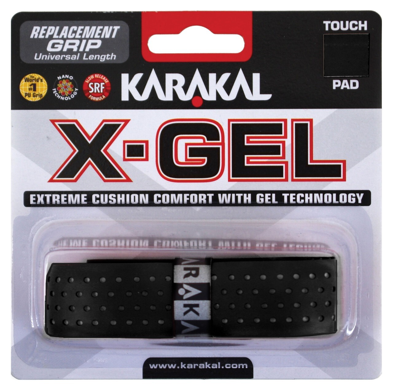 Karakal X-Gel Tennis Replacement Grip - Black - Badminton - Squash Grips Gel