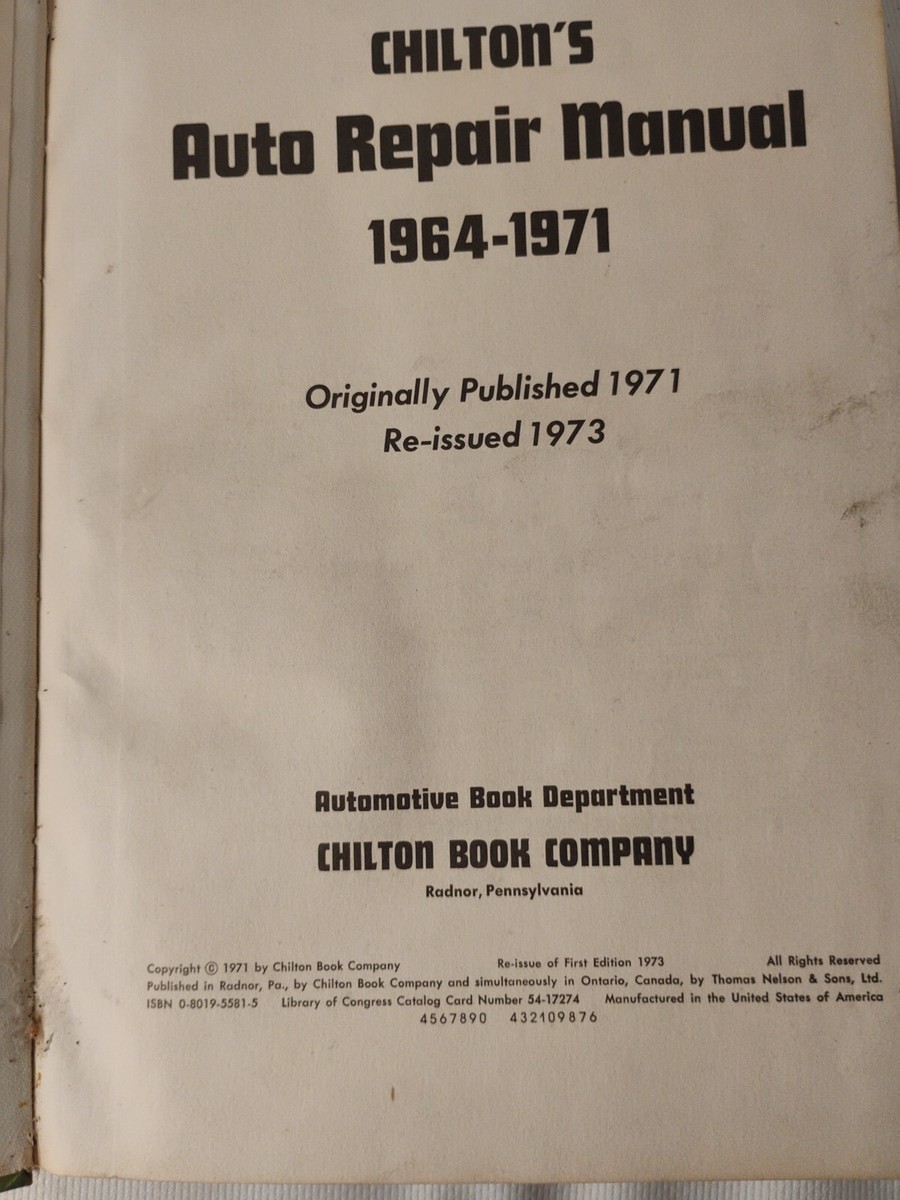Chilton's Auto Repair Manual 1964-1971 hardcover good used