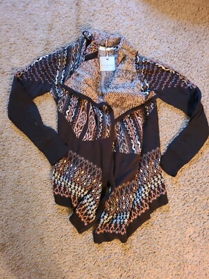 BLU PEPPER Waterfall OPEN FRONT CARDIGAN SWEATER S