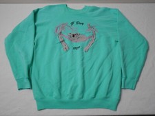 VTG 80s Australian Koala Puffy Print Graphic Teal Crewneck Size XL USA Made