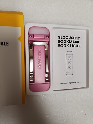 Glocusent USB Rechargeable Book Light for Reading  Portable Clip-on LED Pink