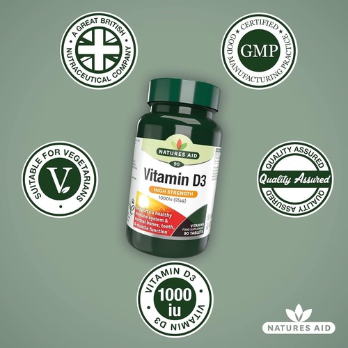 Natures Aid High Strength Vitamin D3 1000iu(25ug) - 270 Tablets Dated 2027 - Picture 4 of 6
