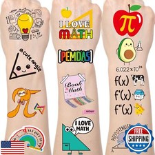Yoyuspy Math Themed Temporary Tattoos - 200 Math Party Decorations Favors Su