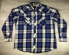 Vintage Authentic Western Youngbloods Pearl Snap Shirt Blue Plaid Lightweight L