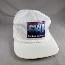 Exxon SYU Hat Men OS White Vintage Strapback Cap Embroidered Patch USA Made