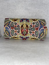 Fabric Clutch Boho Wallet Bohemian Hippie Holds 12 Cards 2 Zippered Coin Section
