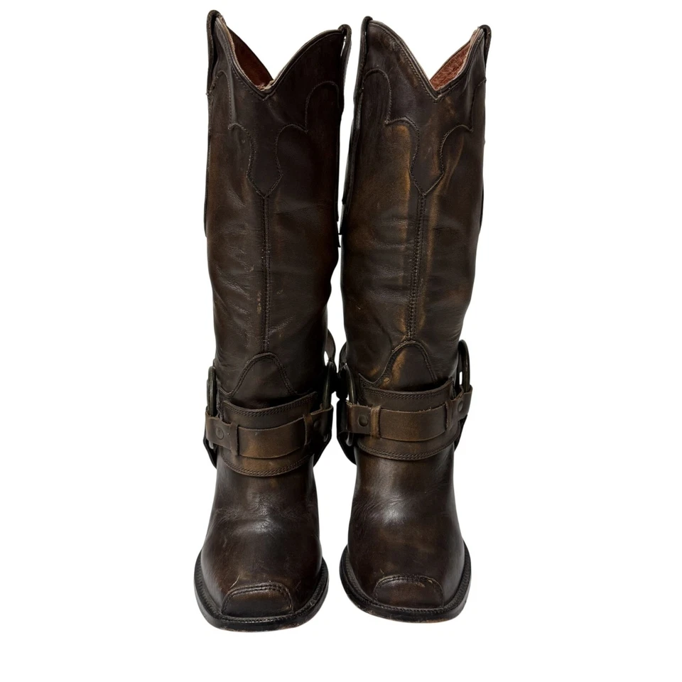 Justin Dark WHISKEY Marrón Puntera Cuadrada Vaquero Western MoTo ARNÉS Botas de Motociclista 6.5 Foto 3 de 4