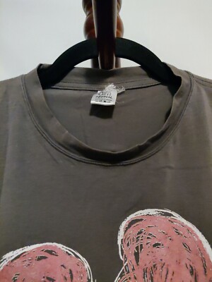 AIM Apparel women's size M? t-shirt gray color SS scoop neck logos