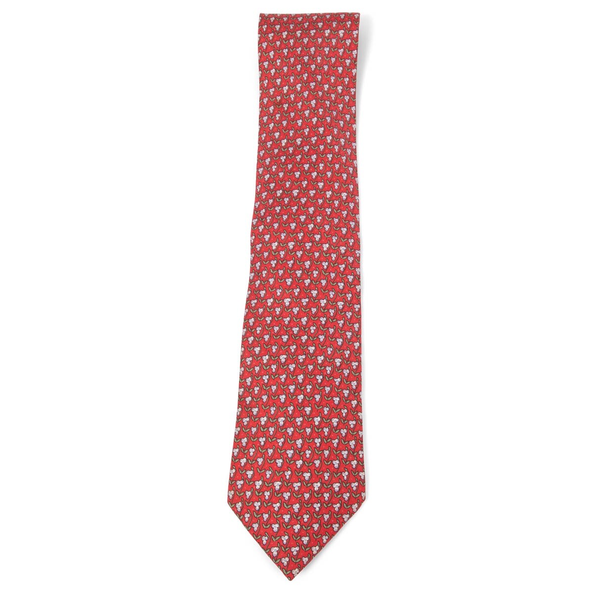 67785 auth HERMES red silk twill 7845 FLORAL Tie | eBay