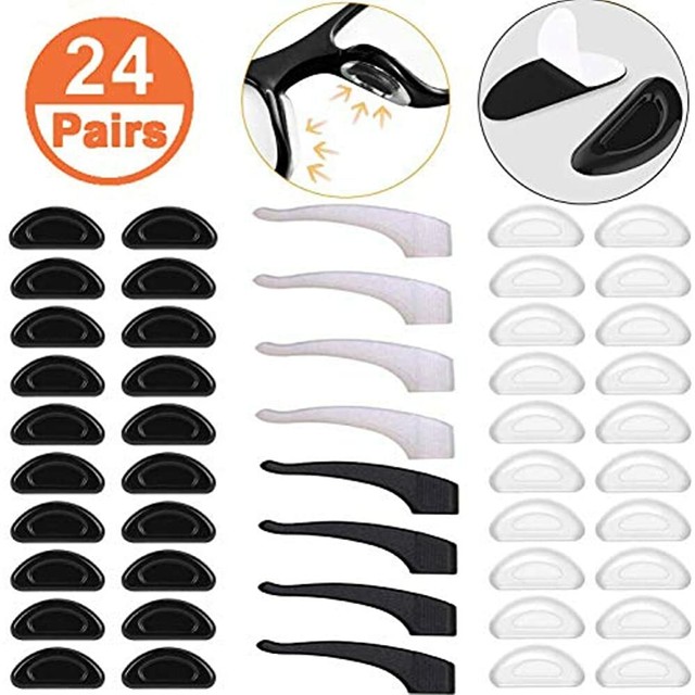 24 Pairs Eyeglass Nose Pads And Retainer Sticky Silicone Glasses Pad