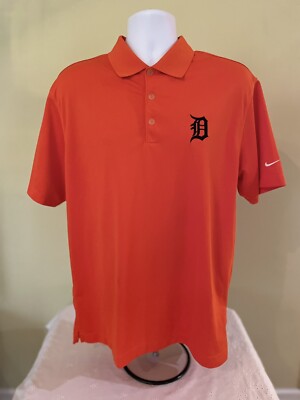 NWOT NIKE GOLF DRIFIT Orange Men s Large Polo Logo: Detroit Tigers