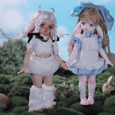 1/6 Resin BJD Doll SD Ball Joint Doll Girl Full Set Toy Transparent Sheep's Horn