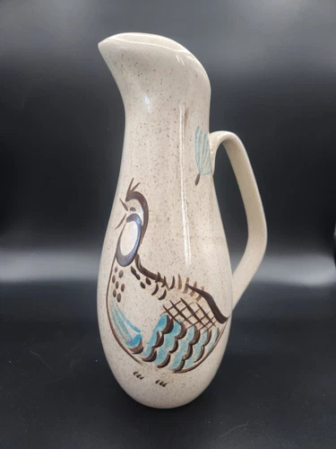 Vintage Red Wing Pottery Bob White Pitcher 60oz 11.5" Stoneware MCM Quail USA