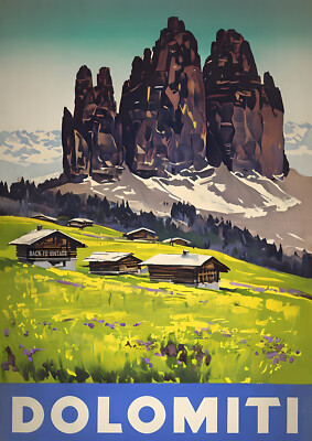 Dolomiten Retro Reise Deko Drucke Wand Garda Venedig Rom Italien Poster A4