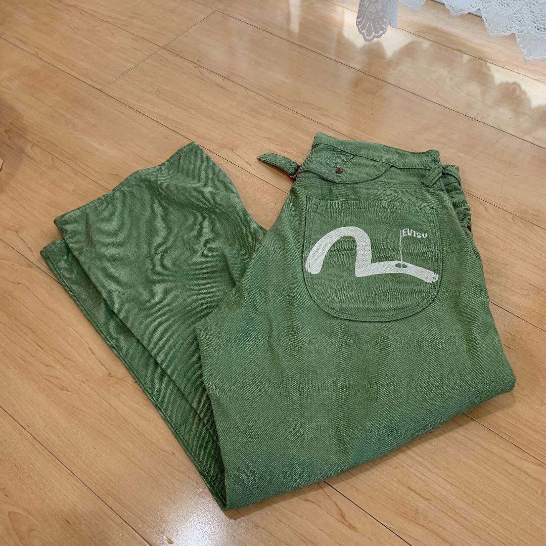 EVISU YAMANE White Seagull Logo Green Pants Size 34 Used From