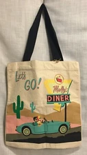 Molly & Rex Road Trip Canvas Tote Bag Reusable Shopping Bag NWT