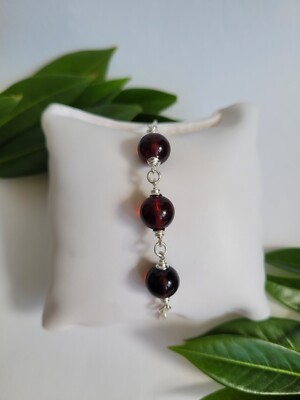 Armband Silber 925 verstellbar mit drei Kirsch Bernstein Kugeln