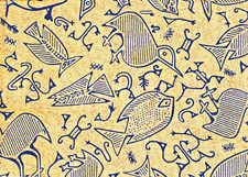 ETHNIC ALL OVER PRINT IN BLACK ON MEDIUM TAN - 1 YARD