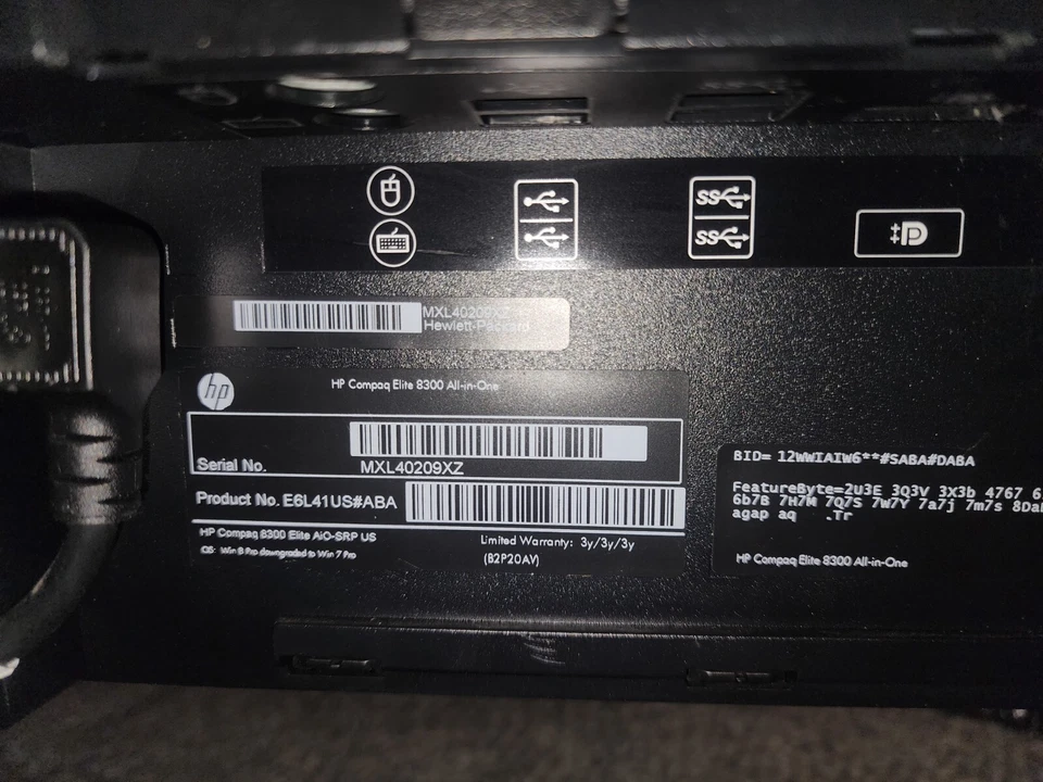 HP Compaq Elite 8300 i5-3470@3.2GHz /4GB/ No Hdd All-in-one - Image 3 of 4