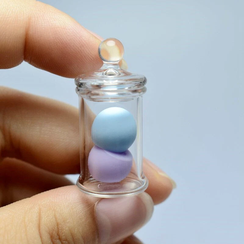 2PC Transparent Glass Jars 1:12 Scale Dolls House Miniatures Bottles Accessory - Image 3 of 4