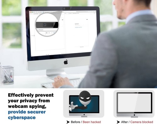 Webcam Housse x3 Noir Ultra Mince Autocollant Coulissant Ouvert Web Vierge - Photo 6/7