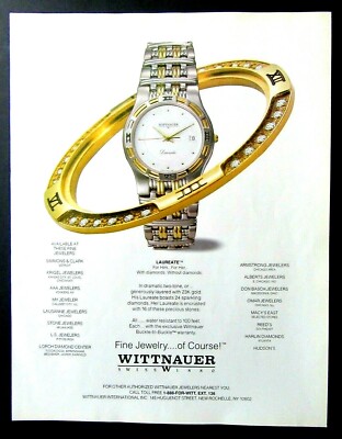 1998 WITTNAUER Laureate Watch Ad - For Him...For Her. With Or Without Diamonds