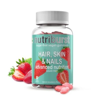 NUTRIBURST Hair, Skin & Nail Delicious Strawberry flavored Gummies |Pack of 60
