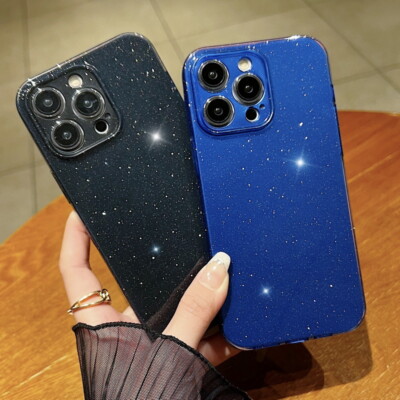 For iPhone 16 15 14 Pro Max 13 12  ShockProof Glitter Slim Thin Bling Case Cover