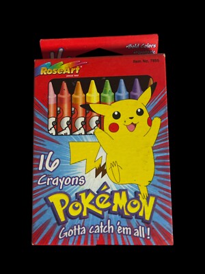Pokemon 16 Crayon Box RoseArt 1999 New Crayons Vintage