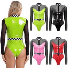 Women Jumpsuit Fancy Bodysuit With Belt Leotard Long Sleeve Clubwear Dress-up