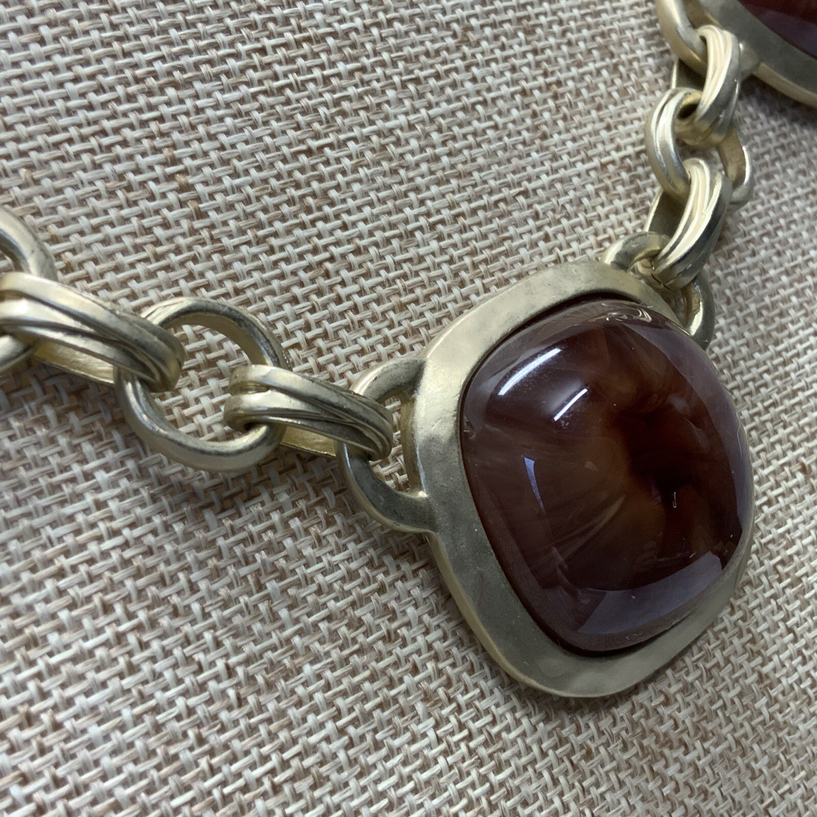 Chunky Chicos brown cabochon statement necklace i… - image 3