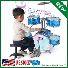 Kids Drum Set for Toddlers with 5 High Drums  Lights Vibrating-Controlled ...