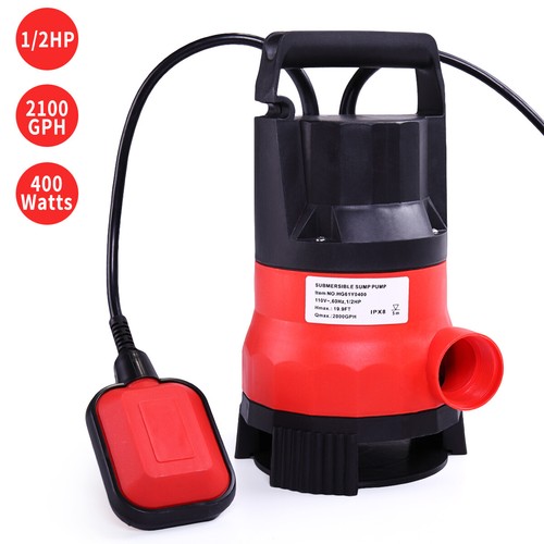 Jaxpety 1/2 HP 2000GPH Magnetic Submersible Water Pump-Black\u0026Red