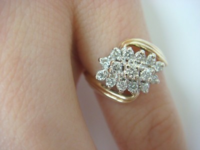 14K YELLOW GOLD O.35 CTT.W. GENUINE DIAMONDS WATERFALL DESIGN LADIES-GIRL`S RING