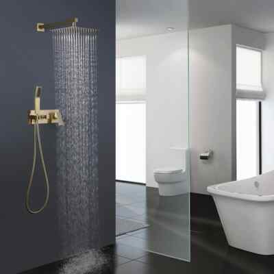 Concealed Installation Brushed Gold Modern 10'' Shower System by RBROHANT 