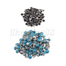 100x Blue 8.5mm Leathercraft Decoration Rapid Rivets Studs Turquoise Rivets